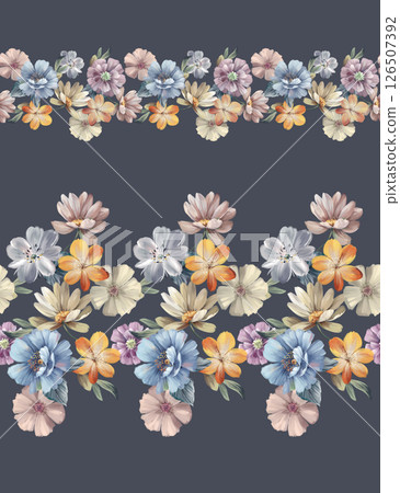 Elegant Hand Painted Curly Flower Motif Art Compositions Elegant Hand Painted Curly Flower Motif Art Compositions 126507392