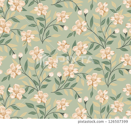 Elegant Hand Painted Curly Flower Motif Art Compositions Elegant Hand Painted Curly Flower Motif Art Compositions 126507399