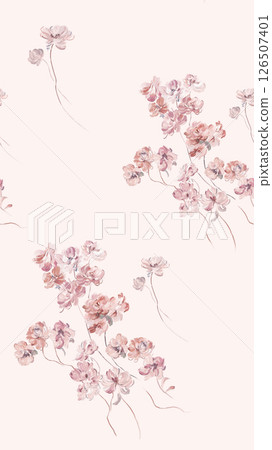 Elegant Hand Painted Curly Flower Motif Art Compositions 126507401