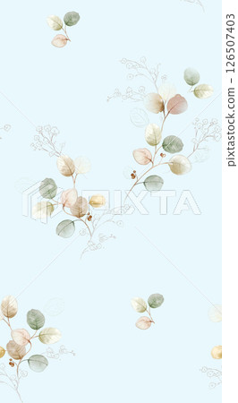 Elegant Hand Painted Curly Flower Motif Art Compositions 126507403