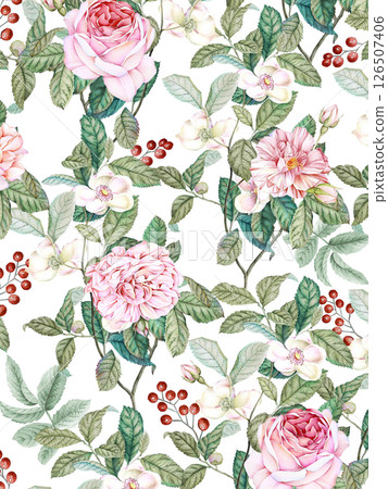 Elegant Hand Painted Curly Flower Motif Art Compositions 126507406