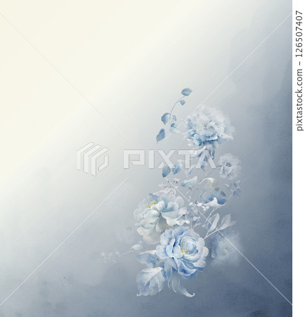 Elegant Hand Painted Curly Flower Motif Art Compositions 126507407