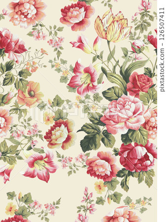 Elegant Hand Painted Curly Flower Motif Art Compositions 126507411