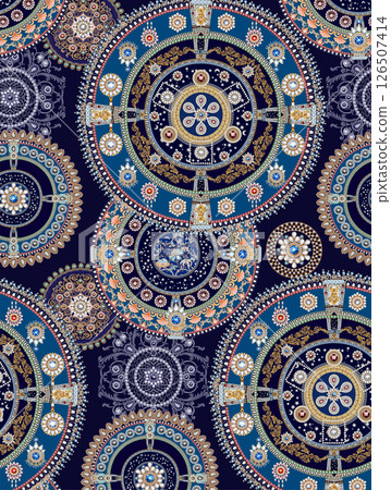 Elegant Hand Painted Curly Flower Motif Art Compositions 126507414