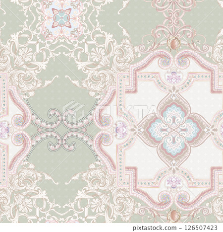 Elegant Hand Painted Curly Flower Motif Art Compositions Elegant Hand Painted Curly Flower Motif Art Compositions 126507423