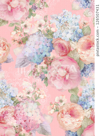 Elegant Hand Painted Curly Flower Motif Art Compositions 126507431