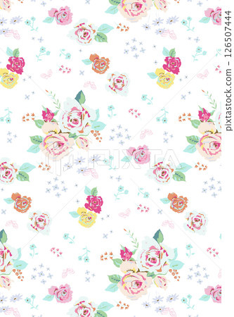 Elegant Hand Painted Curly Flower Motif Art Compositions 126507444