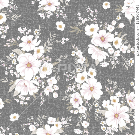 Elegant Hand Painted Curly Flower Motif Art Compositions 126507445