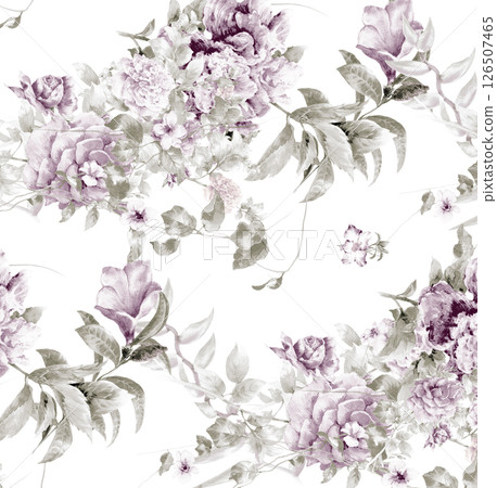 Elegant Hand Painted Curly Flower Motif Art Compositions Elegant Hand Painted Curly Flower Motif Art Compositions 126507465