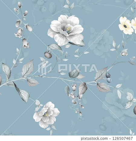 Elegant Hand Painted Curly Flower Motif Art Compositions Elegant Hand Painted Curly Flower Motif Art Compositions 126507467