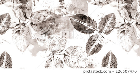 Elegant Hand Painted Curly Flower Motif Art Compositions 126507470