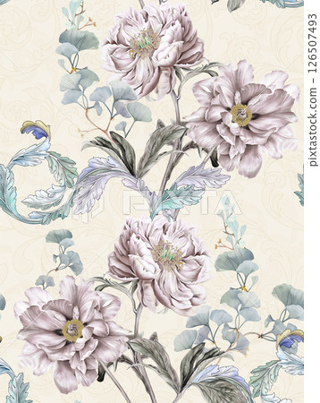 Whimsical Handmade Scroll Floral Design Sketch Graphics 126507493