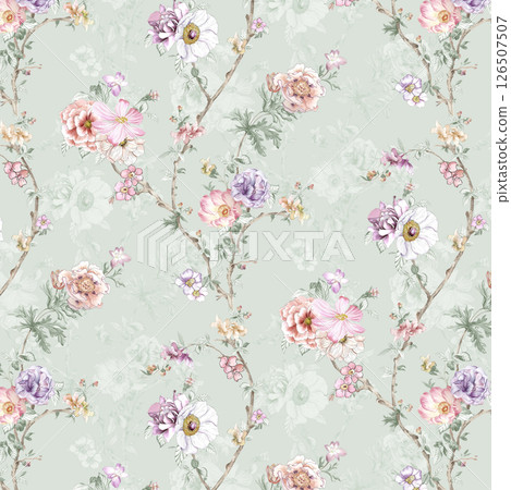 Whimsical Handmade Scroll Floral Design Sketch Graphics 126507507