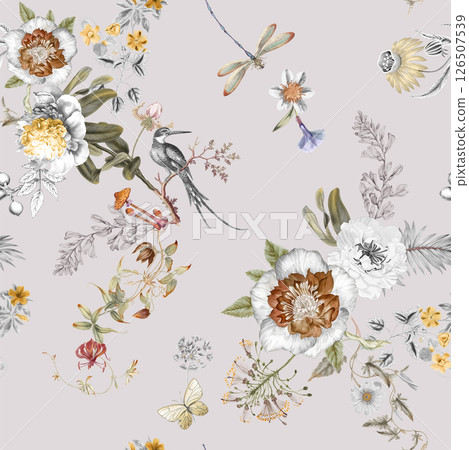 Whimsical Handmade Scroll Floral Design Sketch Graphics Whimsical Handmade Scroll Floral Design Sketch Graphics 126507539