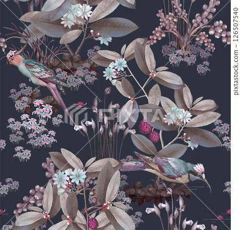 Whimsical Handmade Scroll Floral Design Sketch Graphics 126507540