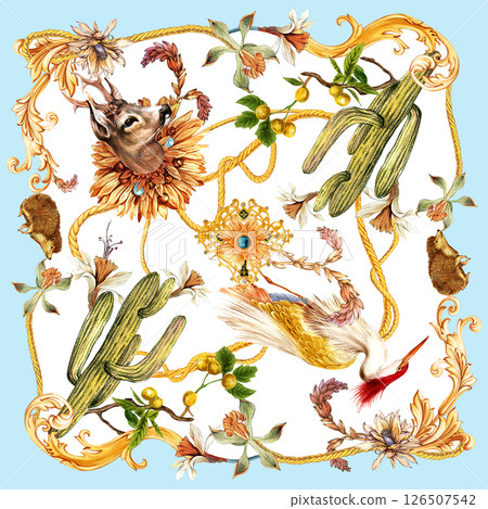 Whimsical Handmade Scroll Floral Design Sketch Graphics 126507542