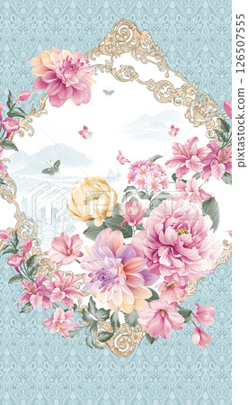 Whimsical Handmade Scroll Floral Design Sketch Graphics 126507555