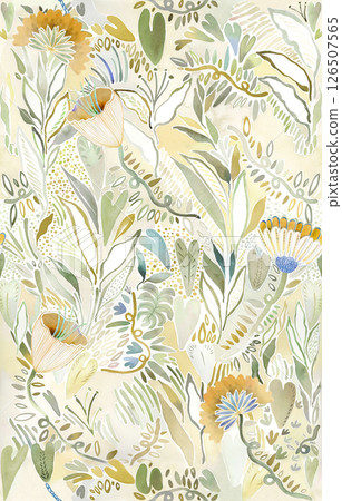 Whimsical Handmade Scroll Floral Design Sketch Graphics Whimsical Handmade Scroll Floral Design Sketch Graphics 126507565