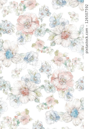Whimsical Handmade Scroll Floral Design Sketch Graphics 126507592