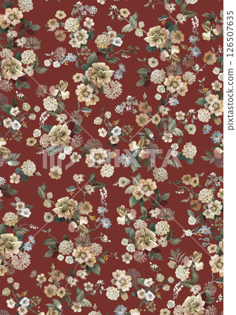 Unique Hand Illustrated Curly Floral and Scroll Motif Works 126507635