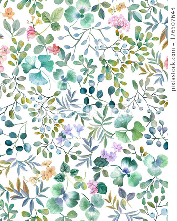 Unique Hand Illustrated Curly Floral and Scroll Motif Works 126507643