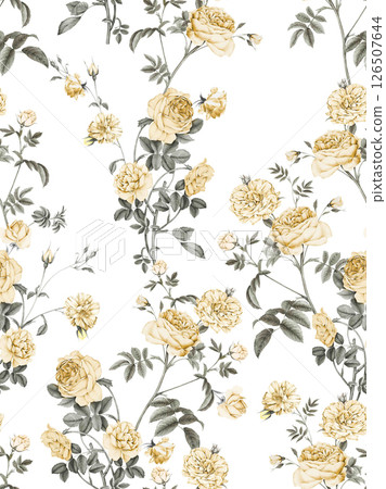 Unique Hand Illustrated Curly Floral and Scroll Motif Works 126507644