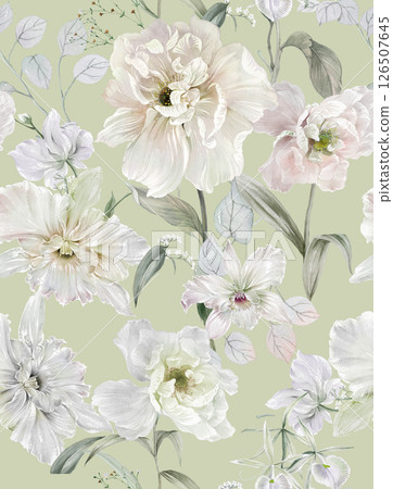 Unique Hand Illustrated Curly Floral and Scroll Motif Works 126507645
