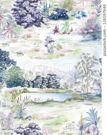 Unique Hand Illustrated Curly Floral and Scroll Motif Works 126507648