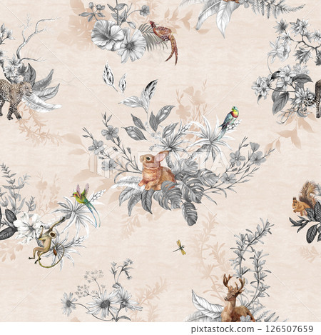 Unique Hand Illustrated Curly Floral and Scroll Motif Works 126507659