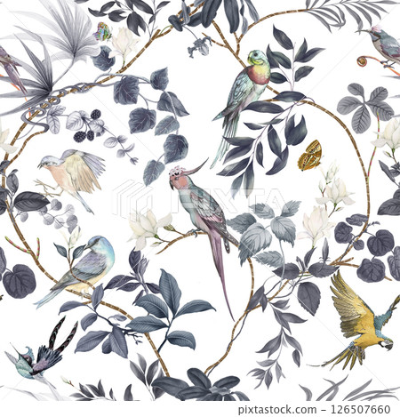 Unique Hand Illustrated Curly Floral and Scroll Motif Works 126507660