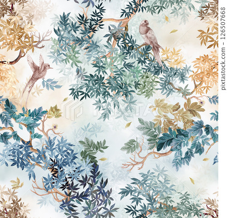 Unique Hand Illustrated Curly Floral and Scroll Motif Works 126507668