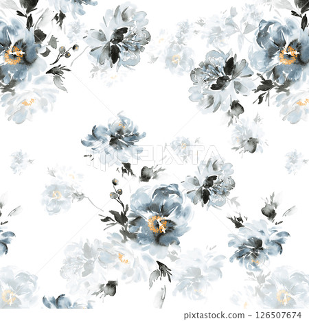 Unique Hand Illustrated Curly Floral and Scroll Motif Works 126507674