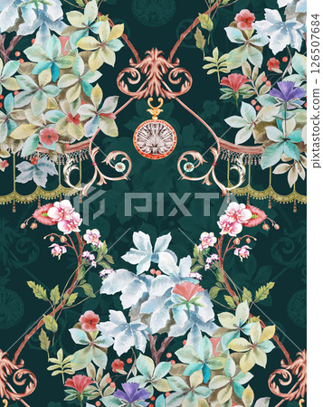 Unique Hand Illustrated Curly Floral and Scroll Motif Works Unique Hand Illustrated Curly Floral and Scroll Motif Works 126507684