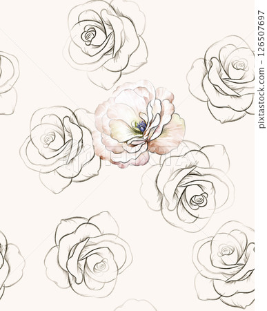 Unique Hand Illustrated Curly Floral and Scroll Motif Works Unique Hand Illustrated Curly Floral and Scroll Motif Works 126507697