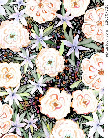 Unique Hand Illustrated Curly Floral and Scroll Motif Works 126507720