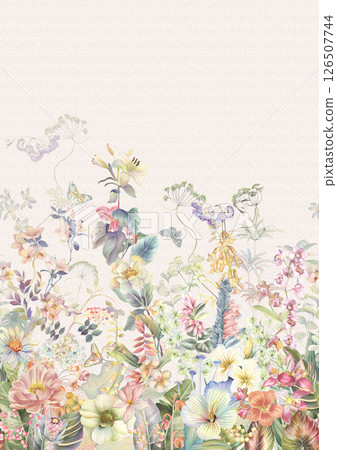Exquisite Hand Rendered Flower Scroll Pattern Creations 126507744