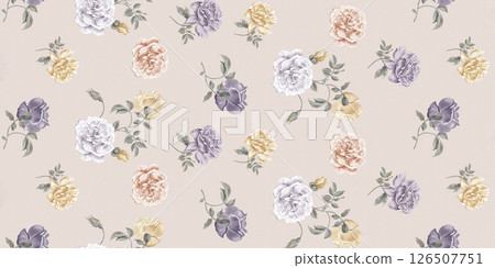 Exquisite Hand Rendered Flower Scroll Pattern Creations 126507751