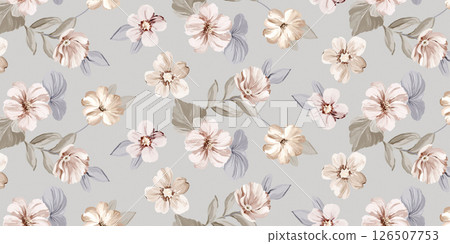 Exquisite Hand Rendered Flower Scroll Pattern Creations 126507753