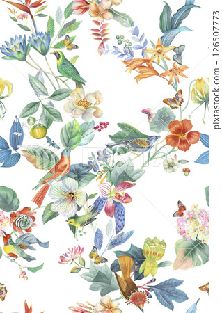 Exquisite Hand Rendered Flower Scroll Pattern Creations 126507773