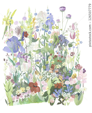 Exquisite Hand Rendered Flower Scroll Pattern Creations 126507779