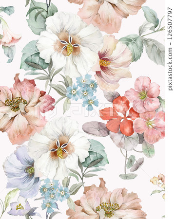 Exquisite Hand Rendered Flower Scroll Pattern Creations 126507797