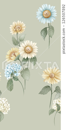 Artistic Hand Crafted Floral Curly Design Illustration Pieces 126507892