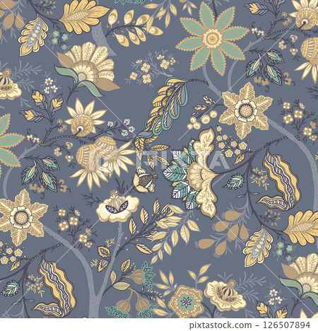 Artistic Hand Crafted Floral Curly Design Illustration Pieces 126507894