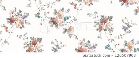 Artistic Hand Crafted Floral Curly Design Illustration Pieces 126507908