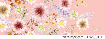 Artistic Hand Crafted Floral Curly Design Illustration Pieces Artistic Hand Crafted Floral Curly Design Illustration Pieces 126507911