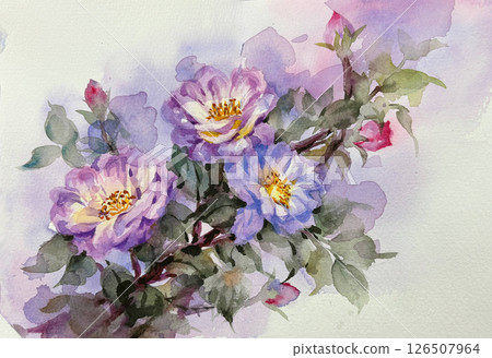 Artistic Hand Crafted Floral Curly Design Illustration Pieces 126507964