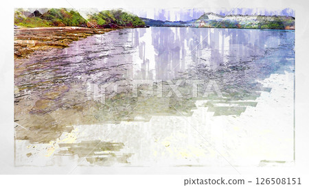 素描風格素描風景唯美鳥瞰無人機攝影天空山脈半空中漂浮夢幻無人機 126508151