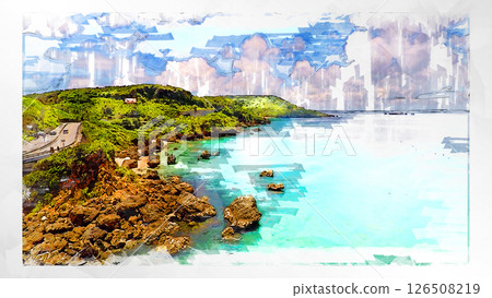 Sketch-style sketch landscape beautiful aerial view drone photography sky mountain midair floating fantastic drone Sketch-style sketch landscape beautiful aerial view drone photography sky mountain midair floating fantastic drone 126508219