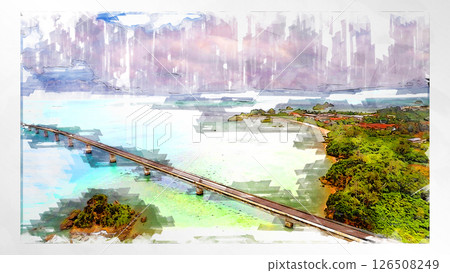 素描風格素描風景唯美鳥瞰無人機攝影天空山脈半空中漂浮夢幻無人機 126508249