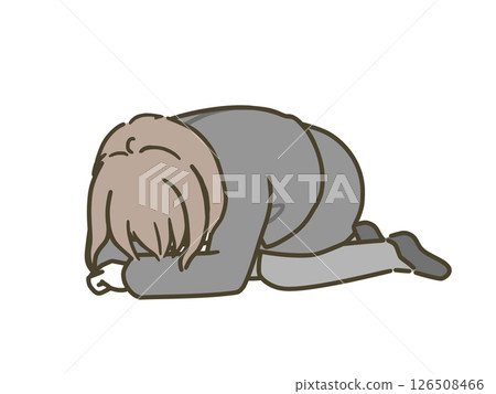 A young woman (suit) curled up and lying down 126508466
